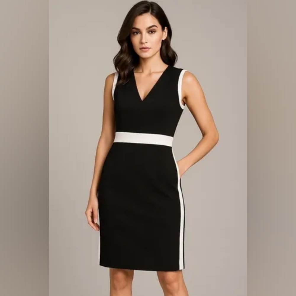 Elegant Black and White Sleeveless Dress